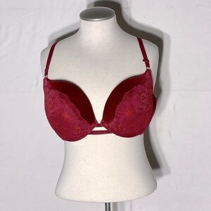 LA Senza Red Lace Beyond Sexy Classic Plunge Bra 38D